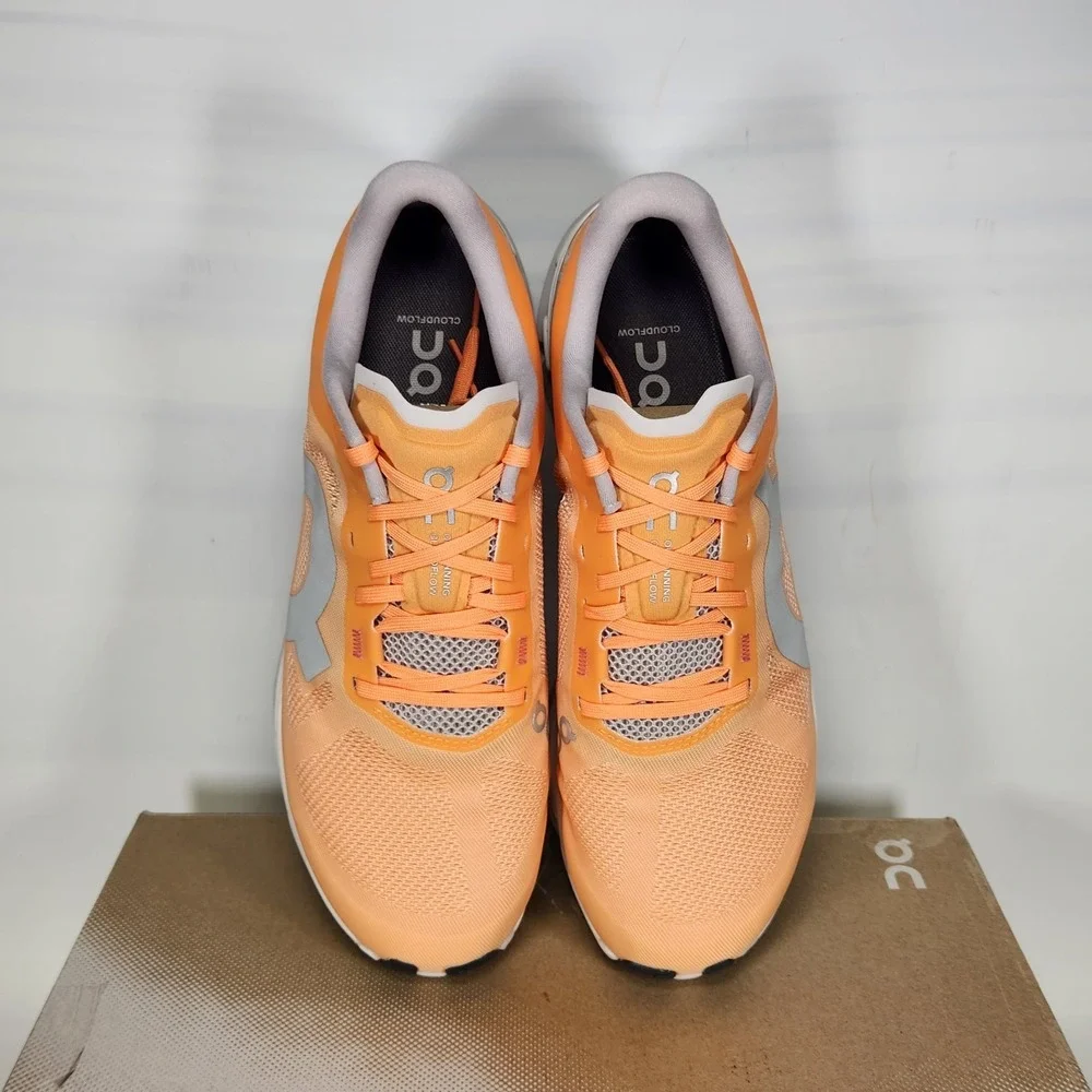 On Cloudflow 5 Running Shoes Women Size 8 Tangerine Silver Lightweight Athletic